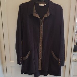 Habitat Black and Gray Button-Down Shirt